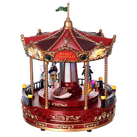 Christmas carousel with animals movement LED lights 30x20x20 cm