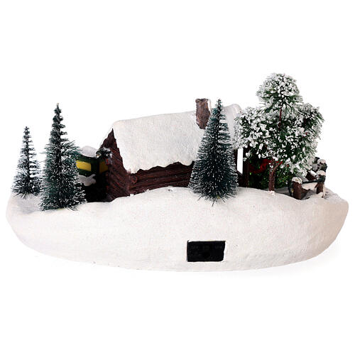Cenário natalino em miniatura casa, carrinha, árvore de Natal movimento luzes LED 15x31x19,5 cm 5