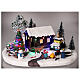 Cenário natalino em miniatura casa, carrinha, árvore de Natal movimento luzes LED 15x31x19,5 cm s2