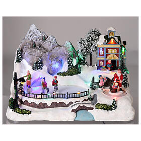 Christmas village set, animated figurines and LED lights, 20x30x20 cm