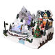 Scena natalizia neve pattinatori movimento luci led 20x30x20 cm s3
