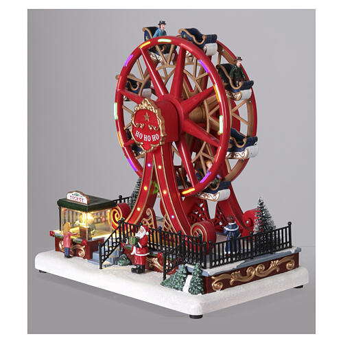 Roue panoramique rouge Noël lumières LED 30x15x30 cm 5