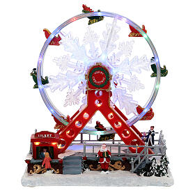 Ruota panoramica rossa natale luci led 30x25x15 cm 