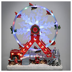 Ruota panoramica rossa natale luci led 30x25x15 cm 