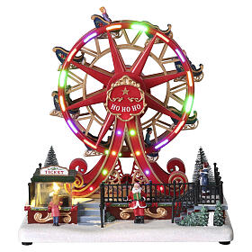 Ruota panoramica rossa natale luci led 30x15x30 cm