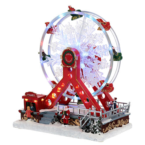 Ruota panoramica rossa natale luci led 30x25x15 cm  3
