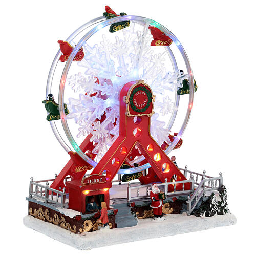 Ruota panoramica rossa natale luci led 30x25x15 cm  4