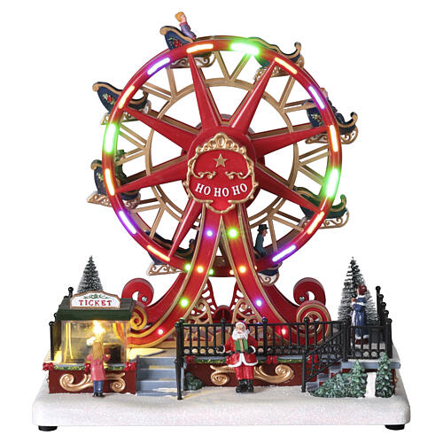 Ruota panoramica rossa natale luci led 30x15x30 cm 1