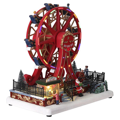 Roda gigante vermelha Natal com luzes LED 30x15x30 cm 4