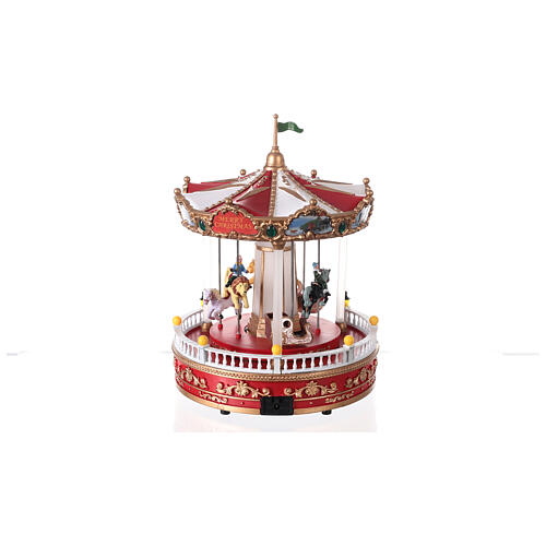 Carrossel de Natal em miniatura com movimento, música e luzes LED 30x21x21 cm 5
