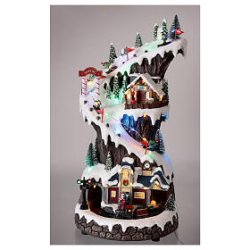 Villaggio Natale neve montagna treno movimento luci led 40x20x20 cm