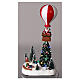 Christmas village with snow and an airship in motion, LED lights, 30x15x10 cm s2