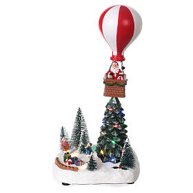 Village Noël neige montgolfière mouvement lumières LED 30x15x10 cm