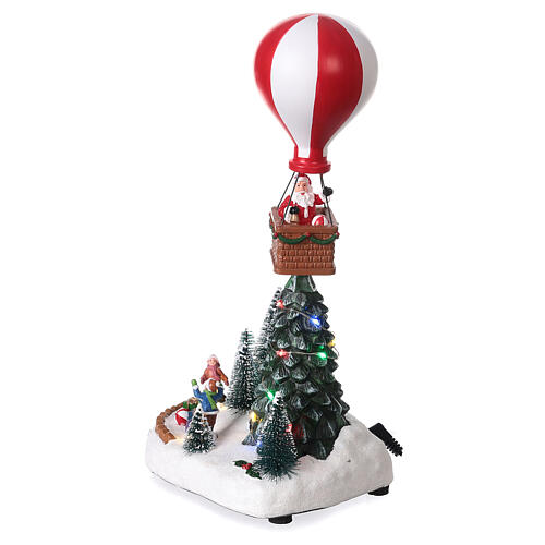 Villaggio natalizio neve mongolfiera movimento luci led 30x15x10 cm 3