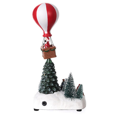 Aldeia de Natal em miniatura balão de ar quente movimento luzes LED 31x15,5x12 cm 5
