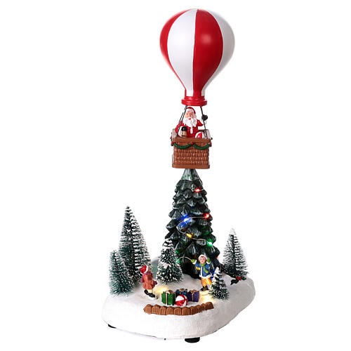 Snow Christmas village hot air balloon movement LED lights 30x15x10 cm 4