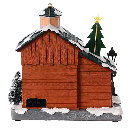 Villaggio natalizio neve fattoria alberi natale 25x20x10 cm 5