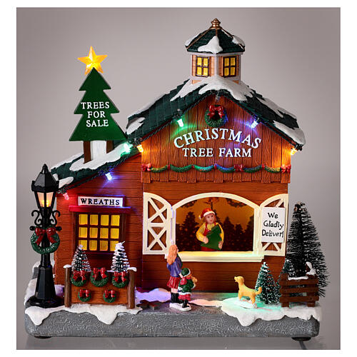 Cenário de Natal em miniatura loja de árvores de Natal luzes LED 24,5x23,5x12,5 cm 2