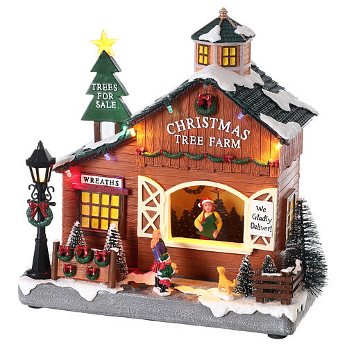 Cenário de Natal em miniatura loja de árvores de Natal luzes LED 24,5x23,5x12,5 cm 3