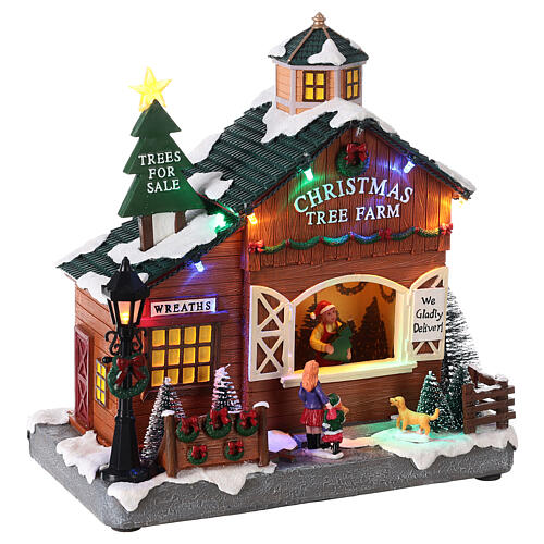 Cenário de Natal em miniatura loja de árvores de Natal luzes LED 24,5x23,5x12,5 cm 4