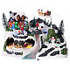 Animated Christmas village snowy Santa sleigh LED lights 20x30x15 cm s1