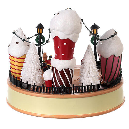 Giostra gelato pattinatori movimento luci led 20x25x25 cm 5