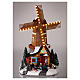 Christmas snowy village with wind mill in motion, LED lights, 35x20x15 cm s2