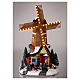 Villaggio Natale neve mulino a vento movimento luci led 35x20x15 cm s2