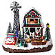 Christmas snowy setting with farm and wind mill, LED lights, 25x30x20 cm s1