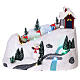 Christmas snowy village, mountain with skiers in motion, LED lights, 20x30x15 cm s1