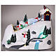 Christmas snowy village, mountain with skiers in motion, LED lights, 20x30x15 cm s2