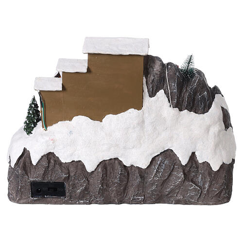 Villaggio Natale neve pattinatori movimento luci led 20x30x20 cm 5
