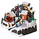 Villaggio Natale neve pattinatori movimento luci led 20x30x20 cm s3