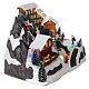 Villaggio Natale neve pattinatori movimento luci led 20x30x20 cm s4