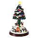 Carrousel sapin Noël neige chevaux mouvement lumières LED 40x25x25 cm s1