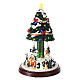 Carrousel sapin Noël neige chevaux mouvement lumières LED 40x25x25 cm s3