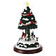 Carrousel sapin Noël neige chevaux mouvement lumières LED 40x25x25 cm s5