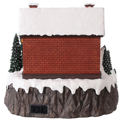 Christmas village set with snow and train in motion, LED lights, 30x30x25 cm 5