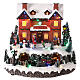 Christmas village set with snow and train in motion, LED lights, 30x30x25 cm s1