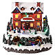 Villaggio Natale neve stazione treno movimento luci led 30x30x25 cm s1