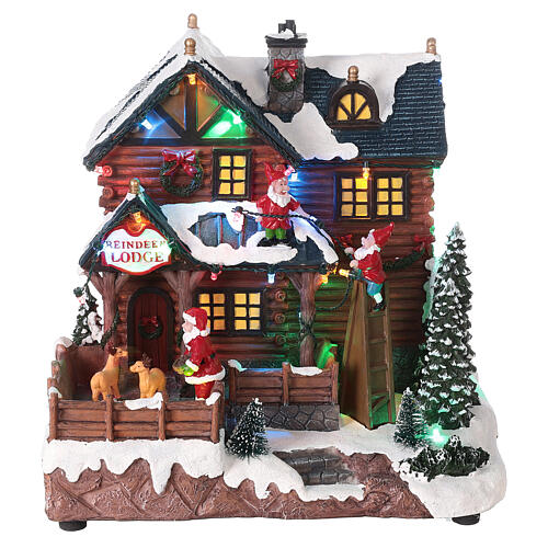 Christmas village with snow, house and Santa, LED lights, 25x25x15 cm 1
