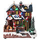 Aldeia de Natal em miniatura casa do Pai Natal com renas e luzes LED 24x24,5x15 cm s1