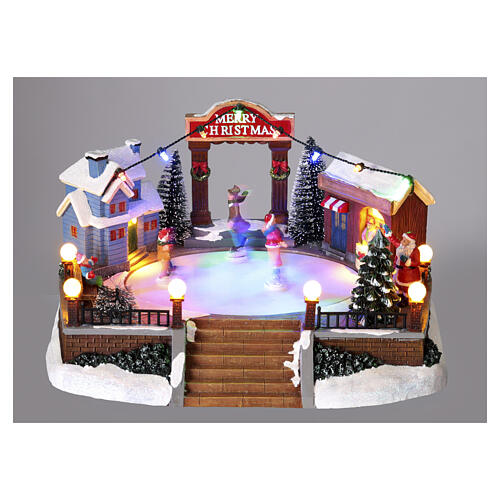 Scenografia bożonarodzeniowa ruchoma, lodowisko, oświetlenie led, 20x20x15 cm 3