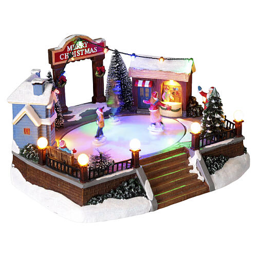 Scenografia bożonarodzeniowa ruchoma, lodowisko, oświetlenie led, 20x20x15 cm 4
