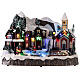 Villaggio Natale neve sciatori pattinatori movimento luci led 25x30x20 cm s1