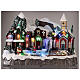 Villaggio Natale neve sciatori pattinatori movimento luci led 25x30x20 cm s2