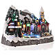 Villaggio Natale neve sciatori pattinatori movimento luci led 25x30x20 cm s4