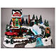 Snowy Christmas village with red car and Christmas tree sale, LED lights, 20x30x25 cm s2