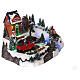 Snowy Christmas village with red car and Christmas tree sale, LED lights, 20x30x25 cm s4