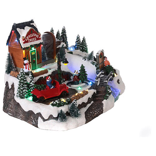 Villaggio Natale neve macchina albero movimento luci led 20x30x25 cm 4
